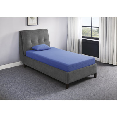7Inch Mattress And Pillow Set Breathable Fabric Gel-Infused Memory Foam Mattress, Blue, Mattress In A Box