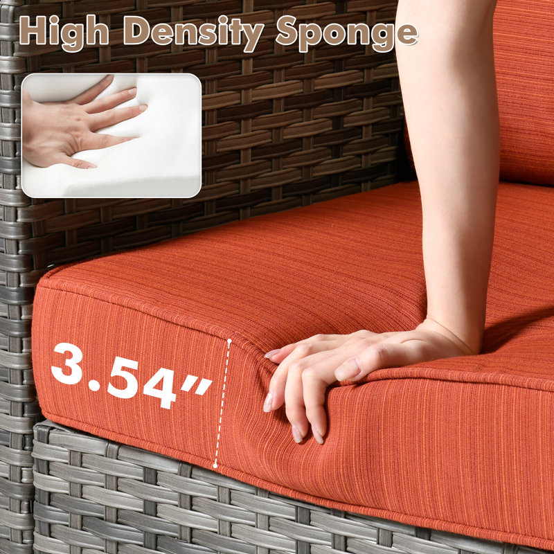 Ensemble de conversation avec coussins pour 6 personnes, Orange