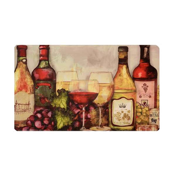 Belenda Non-Slip Safety Water Absorbent Soft Wine Cheers Kitchen Mat Red Barrel Studio