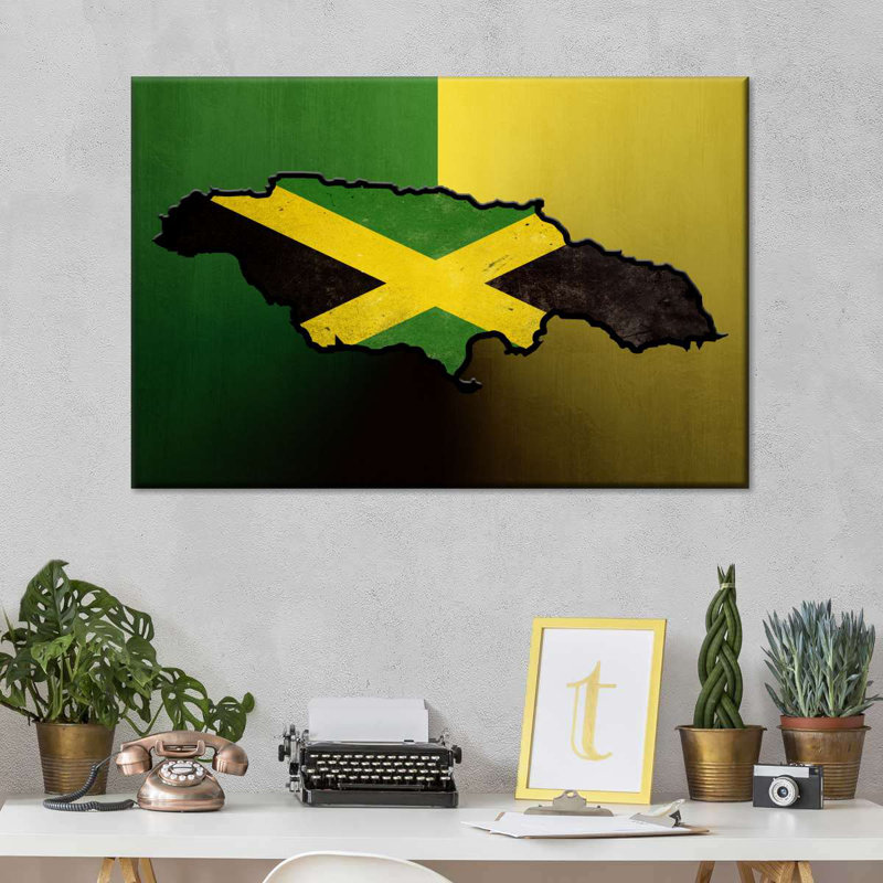 Drapeau de la Jamaïque sur toile, H 32 po x l 48 po x P 1,25 po
