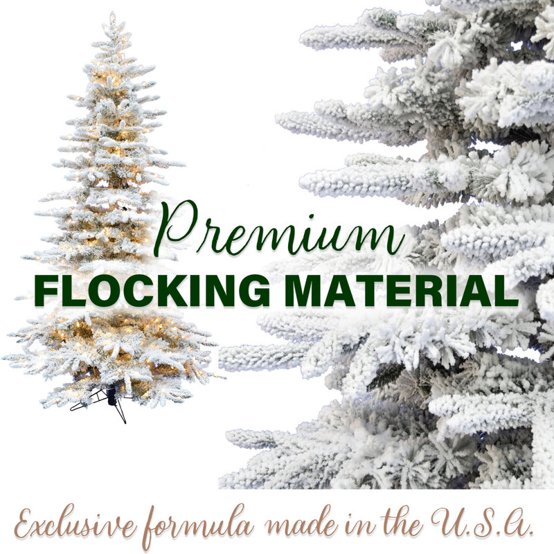 6.5-Ft Flocked Pine Valley Christmas Tree with Multicolor LED Lights