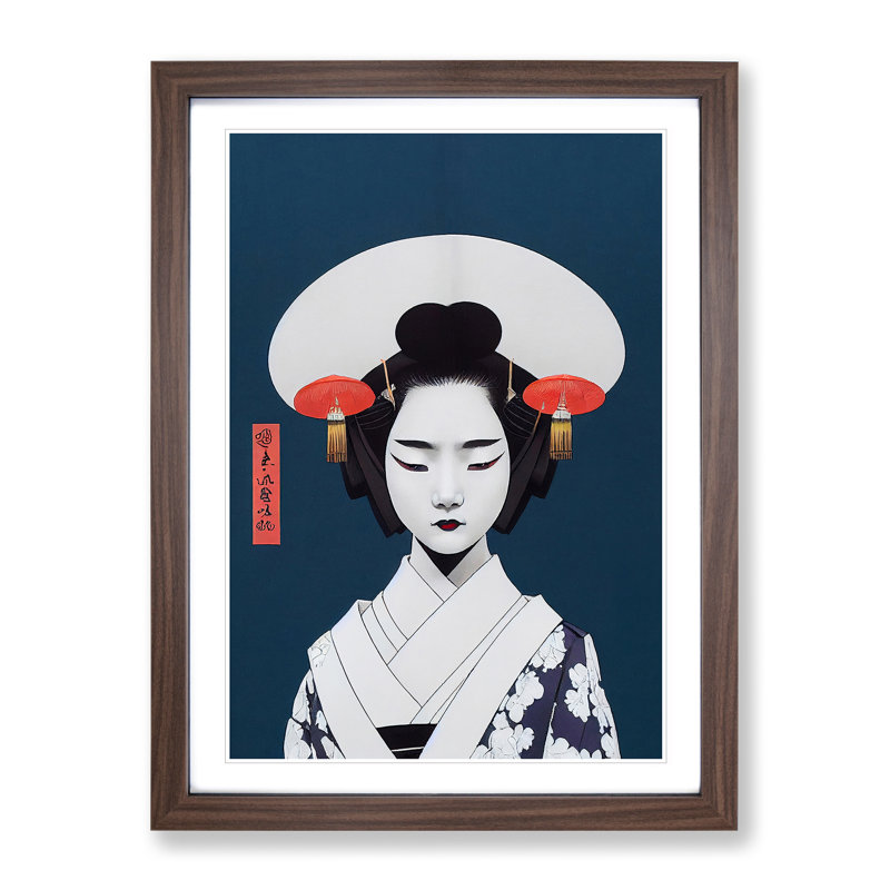 Brilliant Geisha - Single Picture Frame Print, 64cm H x 46cm W x 2cm D, Walnut