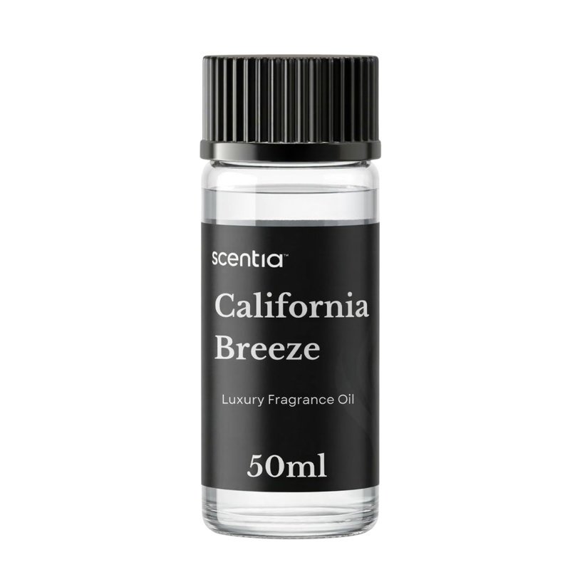 Huile pour diffuseur de parfum Scentia California Breeze Hotel - Parfum de luxe inspiré par Delano Beach Club - 50 ml - Mélange d'huiles essentielles orange, thé vert et jasmin pour la maison, le bureau et les diffuseurs d'aromathérapie