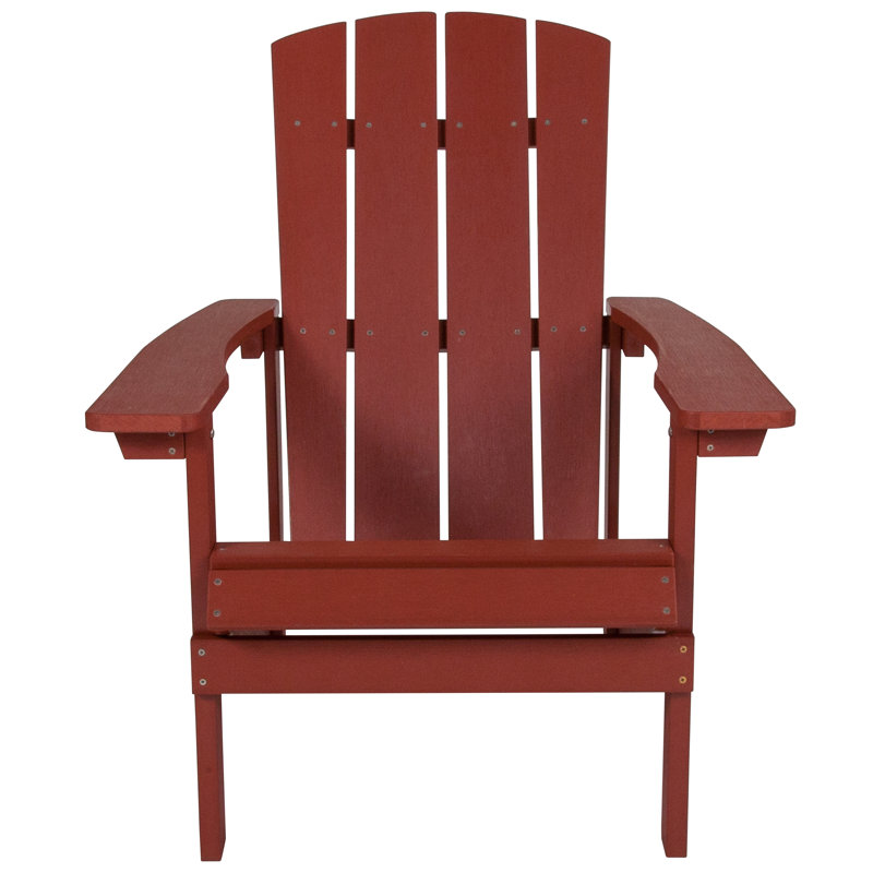 Commercial All-Weather Adirondack Chair in Faux Wood, Red