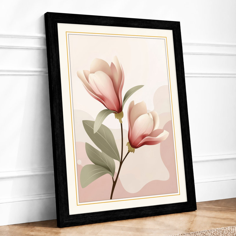 Magnolia Bloom Botanical - Print, A2 - 59.4 x 42.0 cm, Black
