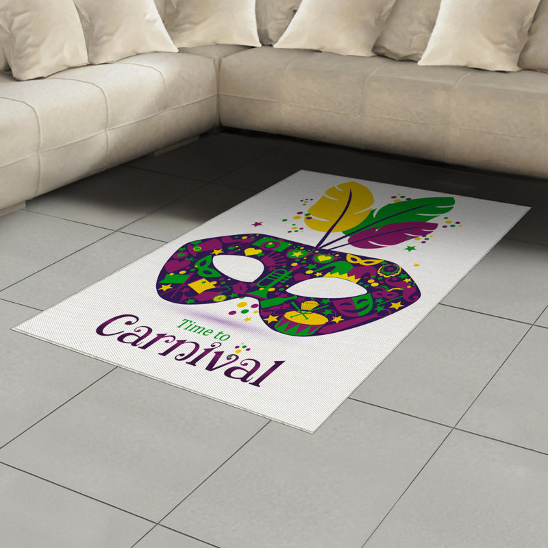 Mardi Gras High Density Long Fiber Poly Threads Decorative Area Rug Carpet, Rectangle 4' x 5'8"