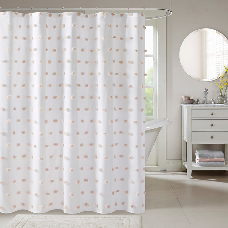 Rideau de douche décontracté à pompons All-Over, facile à coordonner avec le décor de salle de bain existant, 72 po x 72 po, lavable à la machine pour plus de commodité