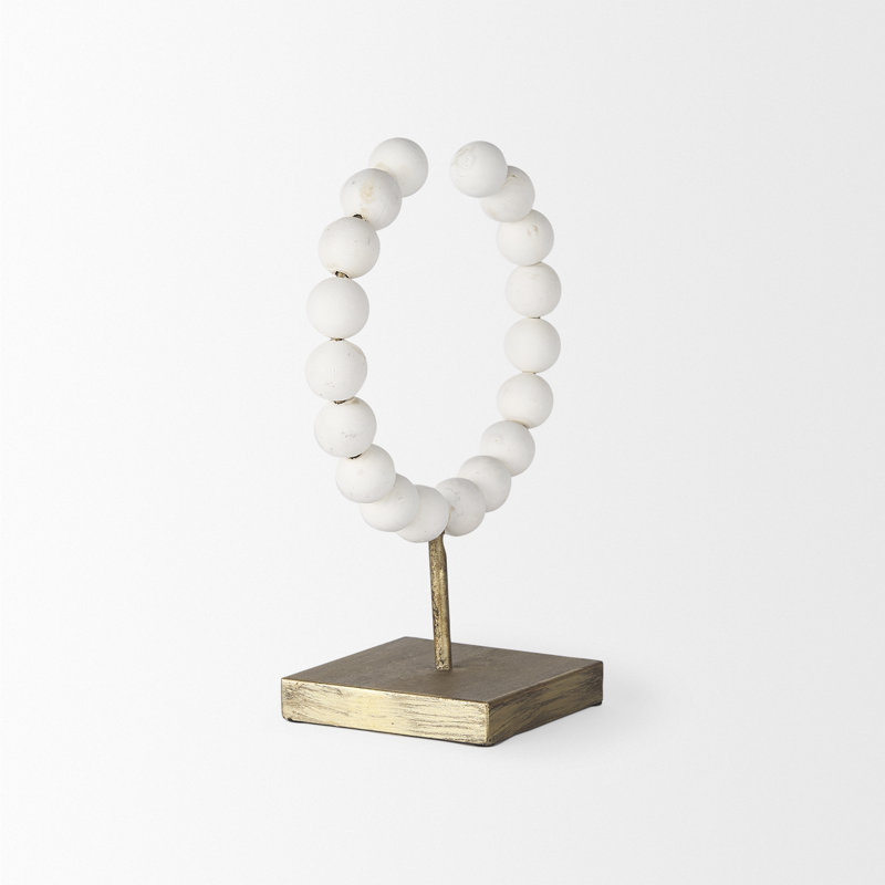 Sculpture Shira, Blanc / Doré, H 11,6 po x l 9,4 po x P 4,5 po