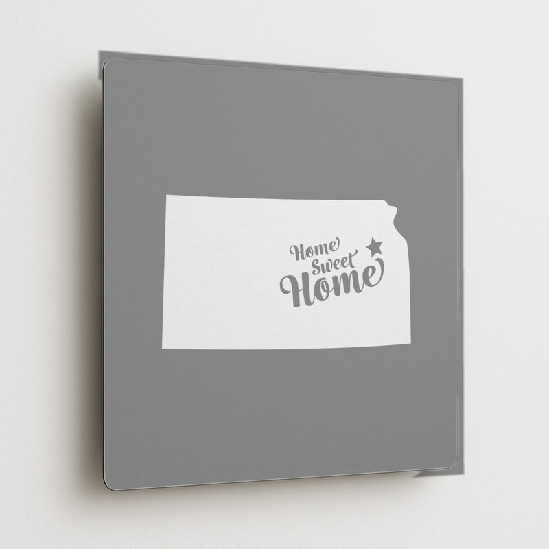 Home Sweet Manhattan — Silhouette de l'État du Kansas — Décoration murale carrée en métal, H 32 po x l 32 po