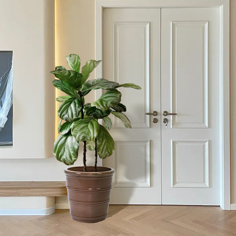 3 pots de fleurs jaunes lustrés avec drainage pour plantes, 3 pots de fleurs en céramique, résistants aux intempéries, fabrication renforcée,