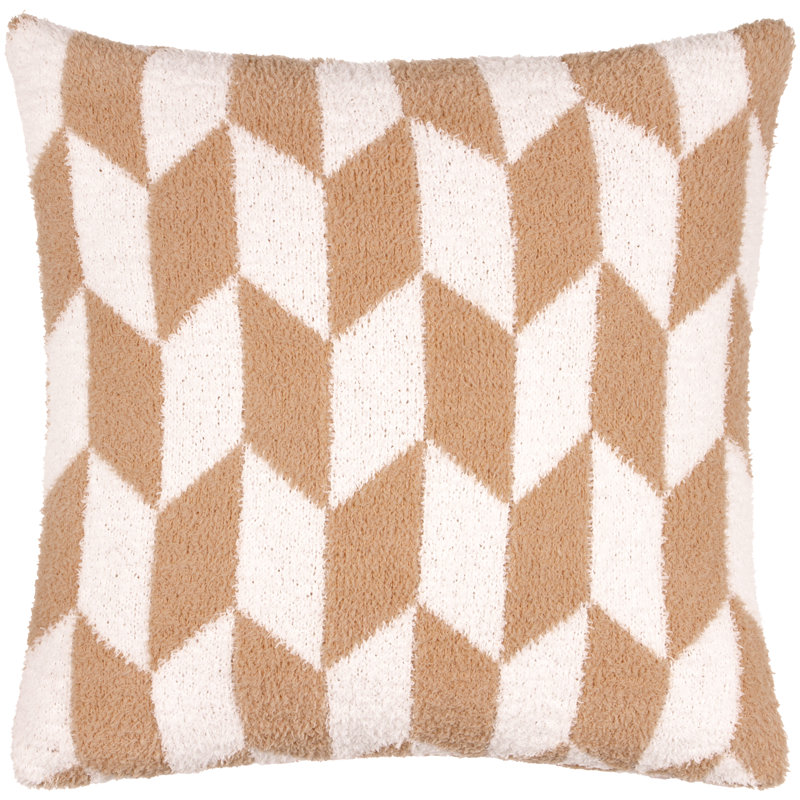 Olsen Geometric Square Throw Pillow Cover, Brown/Cream