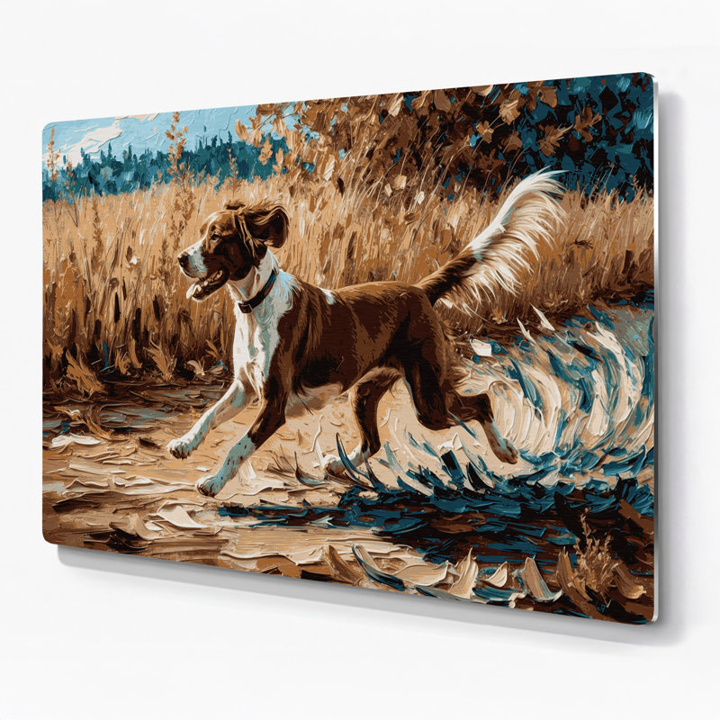 Chiens bretons, art mural en métal noir, H 11 po x l 14 po