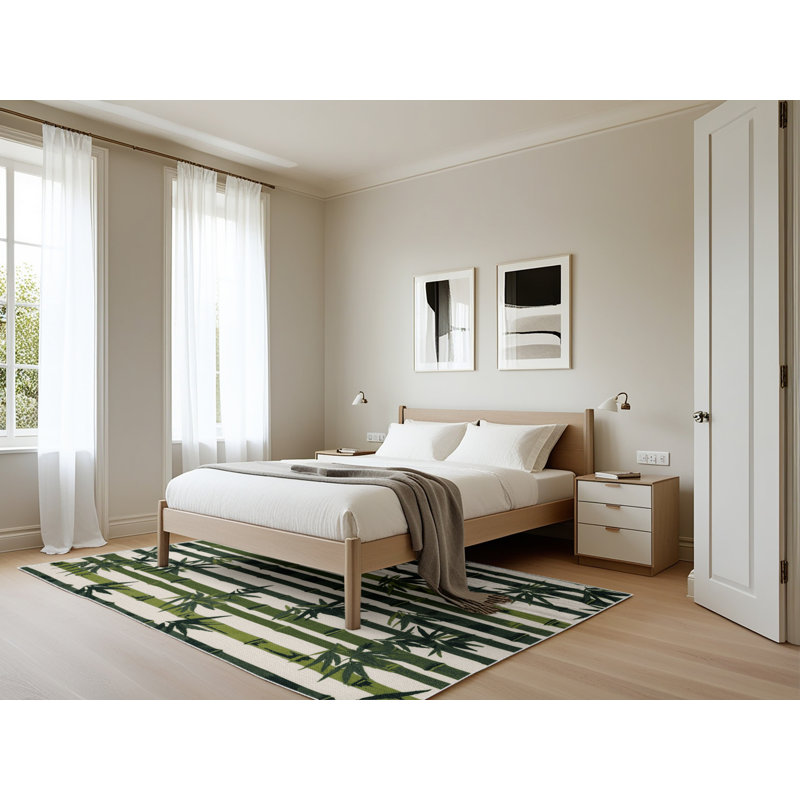 Tapis beige lavable à la machine, Rectangle 5 pi x 7 pi