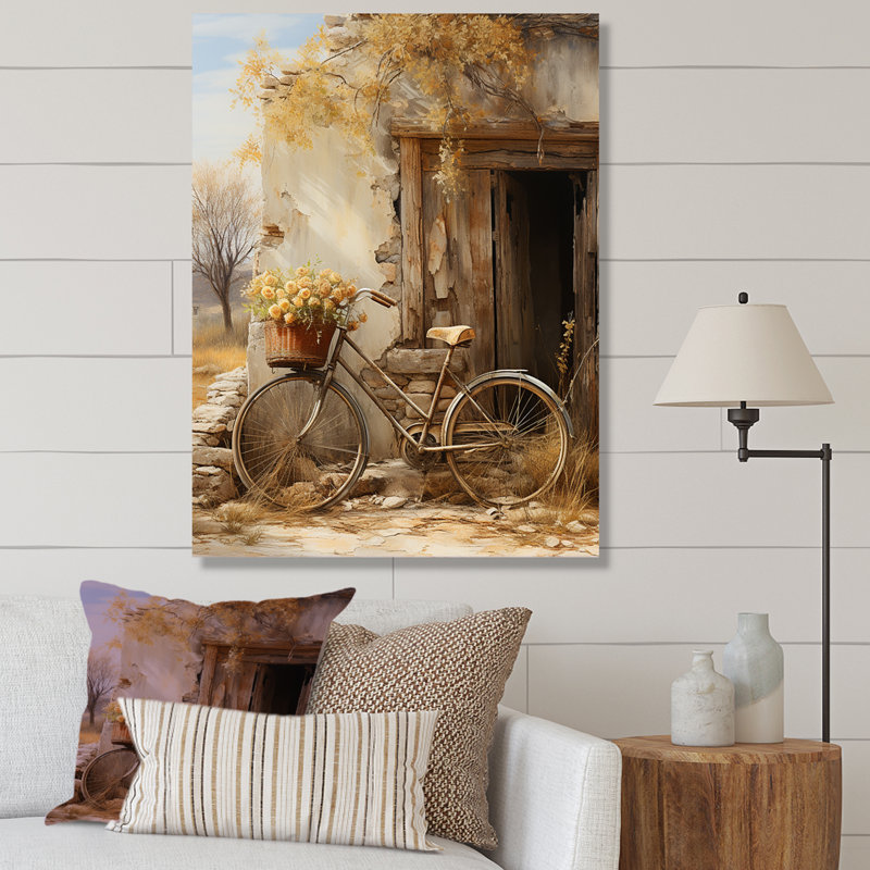 Olive, sortie rétro - bicyclette, art mural sur toile, Toile tendue, H 32 po x l 16 po x P 1 po