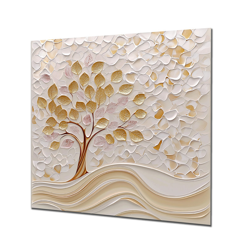 Golden Glow Colorful Beech Tree II - Landscapes Metal Decor, Tree Metal Print, 16" H x 16" W x 0.84" D