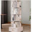 Bibliothèque d'angle à 5 niveaux, étagère de rangement sur pied au sol, étagère en bois étroite, bibliothèque rotative avec tiroir-1198955264