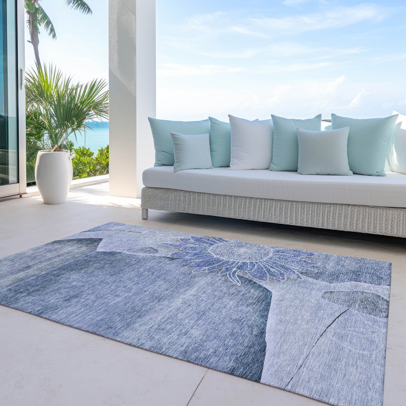 Alta Washable Floral Indoor / Outdoor Rug, Rectangle 8' x 10'