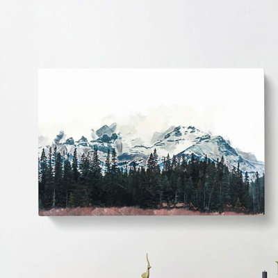 Snow Upon The Mountains In Canada In Abstract - Wrapped Canvas