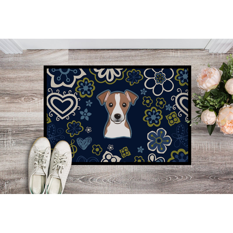 Tapis d'extérieur antidérapant Toluca, L 18 po x L 27 po, Jack Russell terrier brun