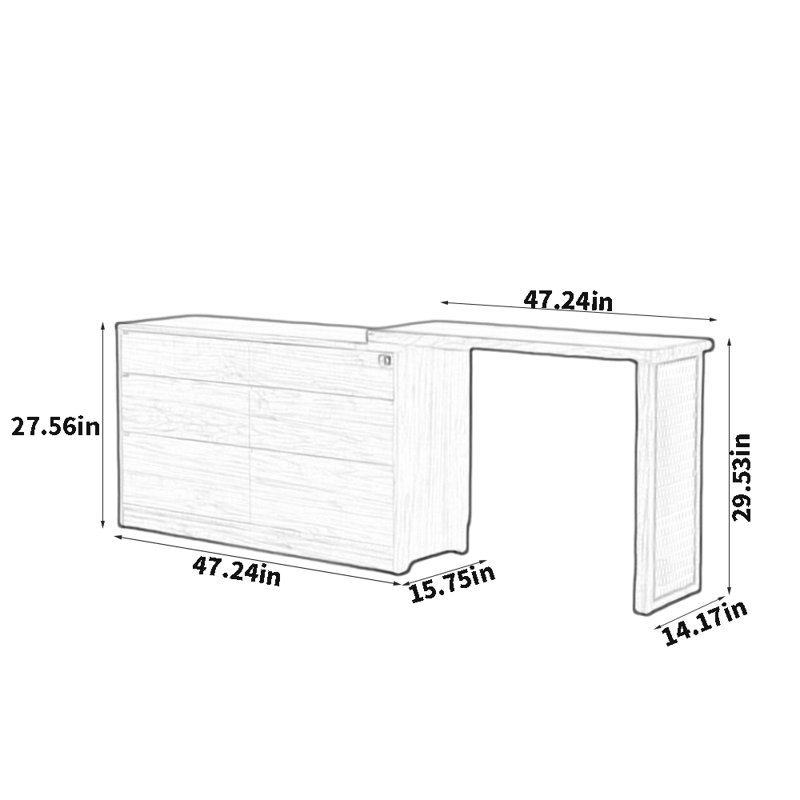 Retro Style Solid Wood Retractable Dresser