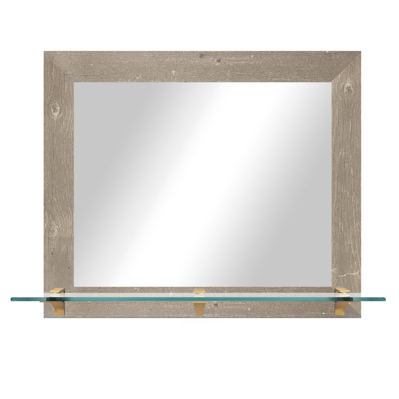 Miroir avec tablette en verre Ebern Designs, Laiton