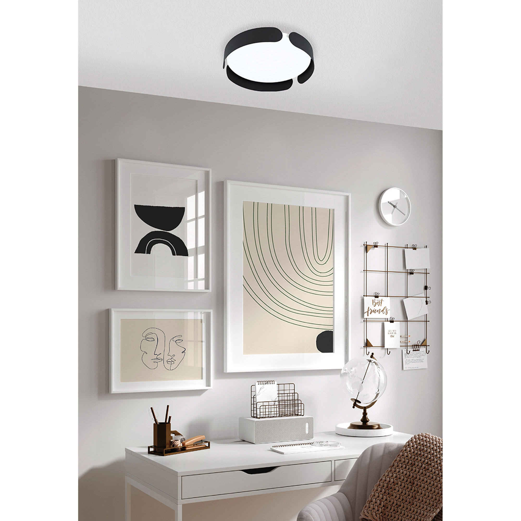Narjis Single Light Acrylic LED Flush Mount, Black