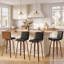Tabouret de bar et de comptoir pivotant rembourré avec structure en bois massif et dossier en similicuir en forme de L-1724114213-1724114232