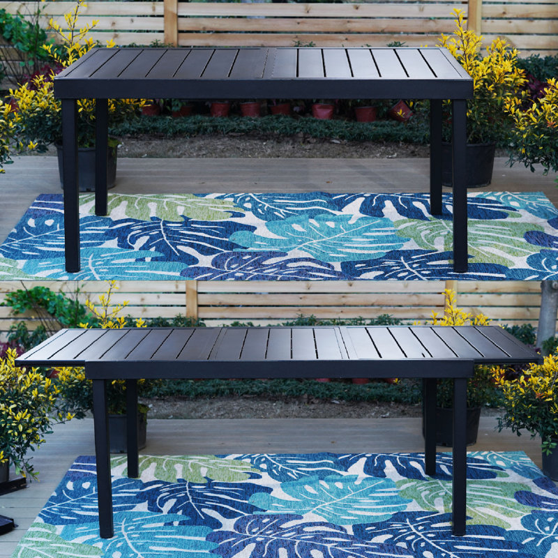 Leonard 6 - Person Patio Dining Set with Extendable Rectangular Table, 7 Pieces: Table, 6 Chairs