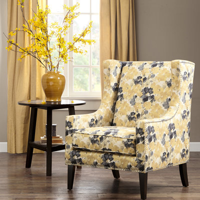 Wing Chair: Winged Track Arms, Decoration, Birch Legs, And A Removable High Foam Seat Pad For Enhanced Seating Experience Chair With Arms Ornaments, C