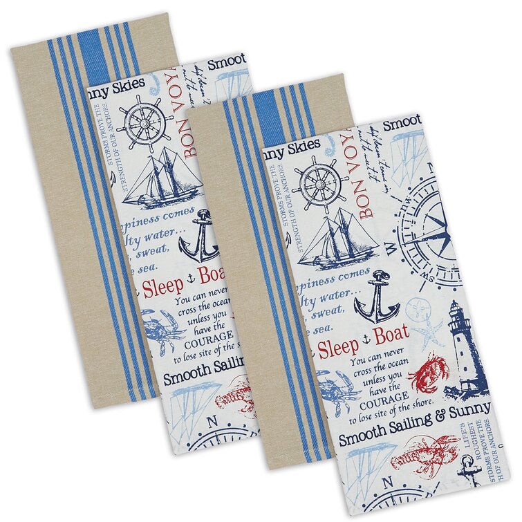 Anchors Away Nautical Kitchen Tea Towel Made in the USA