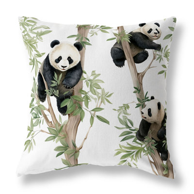 Climbing Panda Outdoor Reversible Throw Pillow