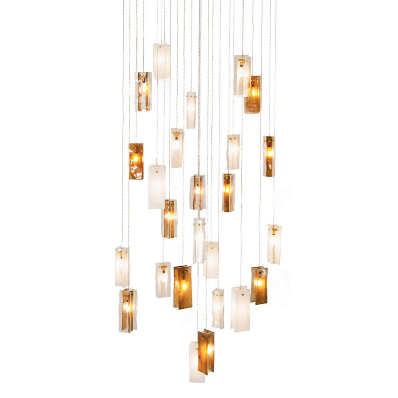Cluster Globe Pendant, White/Clear/Amber, 25