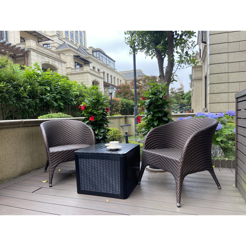 Boîte de rangement pour terrasse EHHLY, petites tables d'appoint d'extérieur pour patio, boîte de rangement extérieure imperméable 36 gallons, boîtes de rangement pour coussins de table d'extérieur, boîtes de rangement en plastique résistant aux 