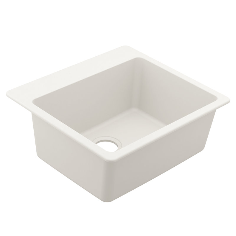 Host 25-inch Granite Dual Mount Single Bowl Sink, White