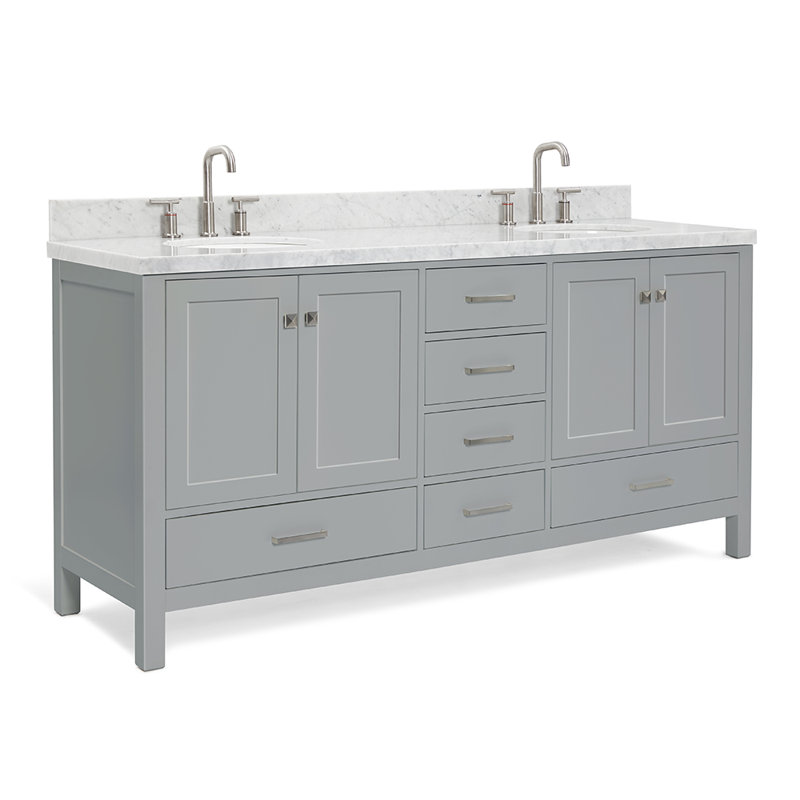 Ensemble de meuble-lavabo double 73 po Cambridge, Ovale, Gris