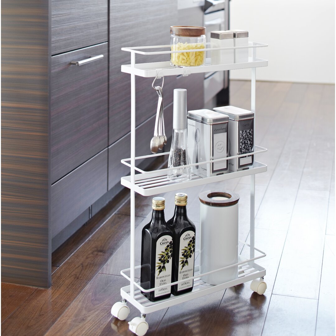 Yamazaki - Slim Three Tier Storage Trolley - White