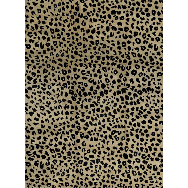 Tapis ivoire / noir noué à la main Himalayan, Rectangle 8 pi x 10 pi