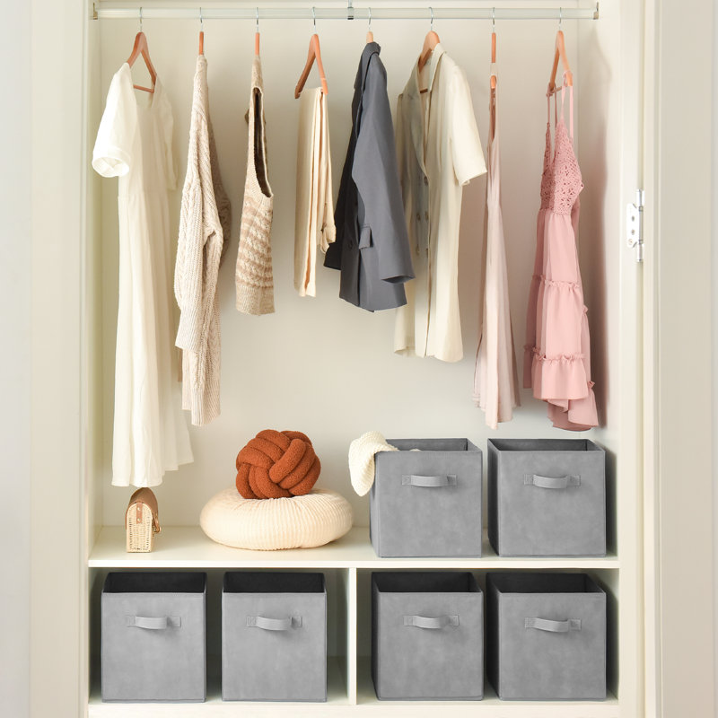 Ensemble de 6 cubes de rangement en tissu, H 11 po x l 11 po x P 11 po, Gris