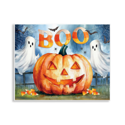 Boo Ghost & Jack-o-Lantern, plaque murale par Nicole DeCamp