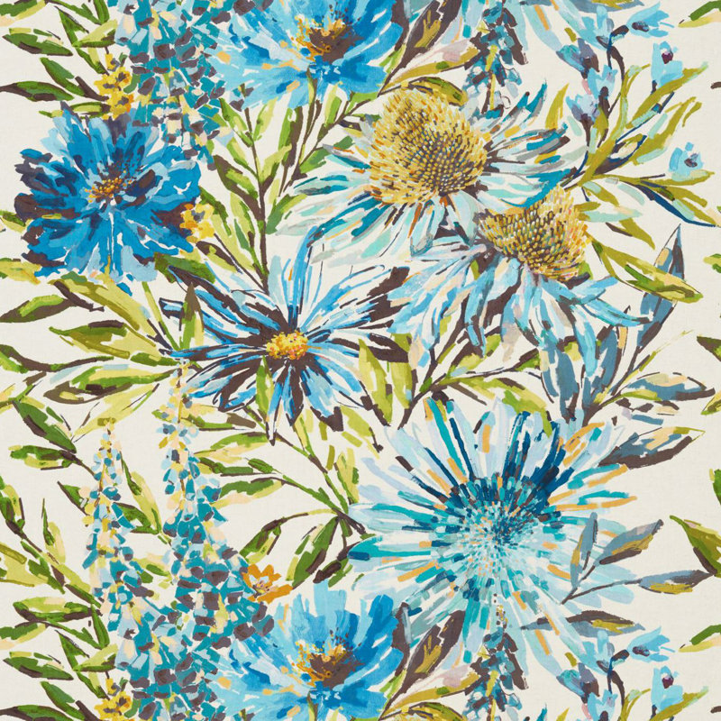 Floreale Fabric, Turquoise/Ocean/Marine