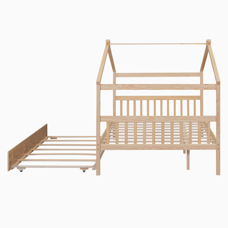 Lit plateforme avec lit gigogne Stroudsburg, Naturel