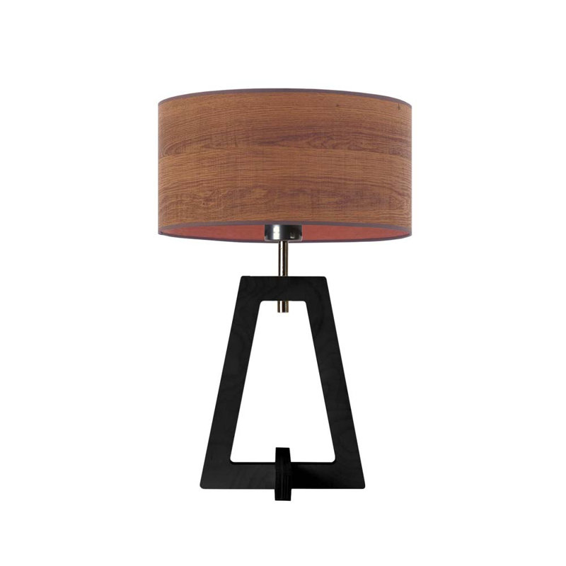 Besi Wood Table Lamp, Dark Brown, Black