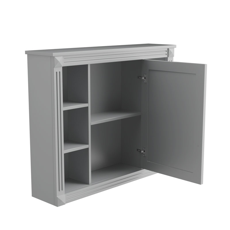 Meuble-lavabo 36 po avec lavabo, armoire à miroir, 2 portes à fermeture douce et 2 tiroirs, Gris