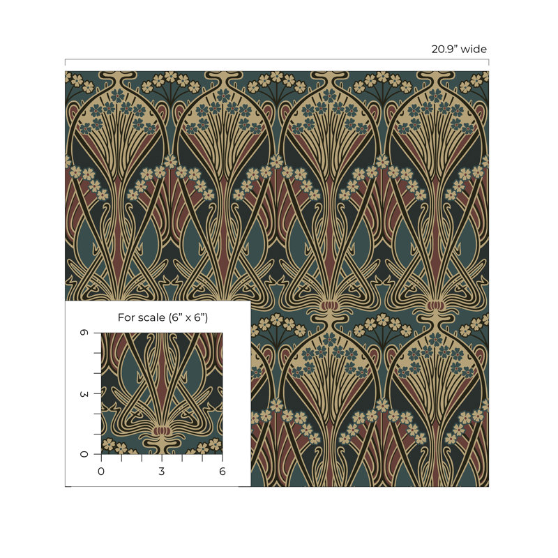 Darby Home Co® Aegean Blue & Clay Deco Dragonfly Peel And Stick Wallpaper