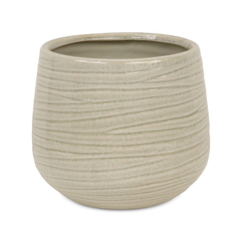 Grazielli Handmade Ceramic Pot Planter, 7.75" H x 7.5" W x 7.5" D, White