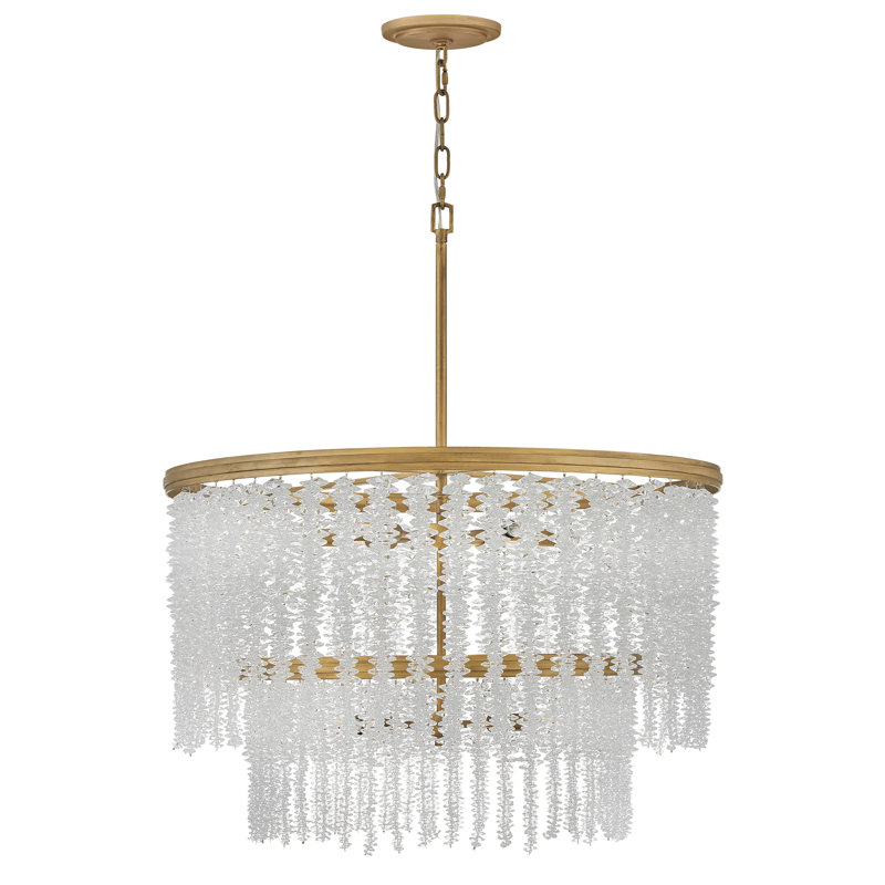 Rubina Multi-Tier Chandelier w/ Hand-Strung Crystal Strands, 20" H x 30" W x 30" D, 12