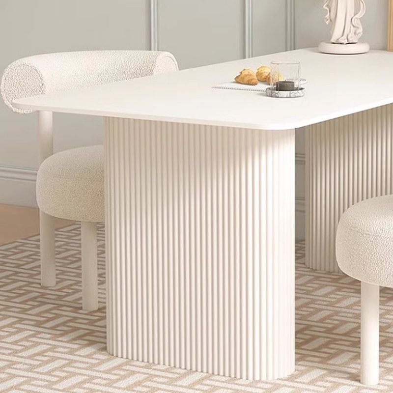 Cream style rectangle rock plate dining table