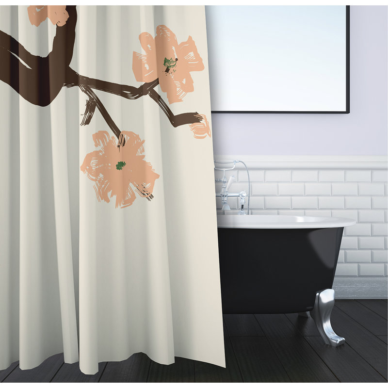 Hamill Floral Shower Curtain, Peach