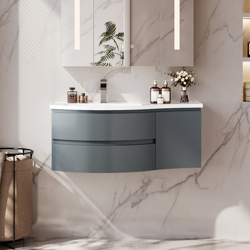 Armoire de salle de bain 35 po, Gauche, Gris