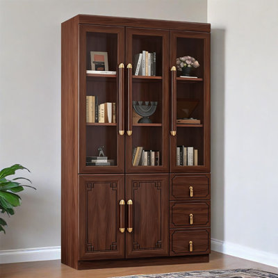 Présentoir de luxe minimaliste moderne en bois de noyer 43,7 po